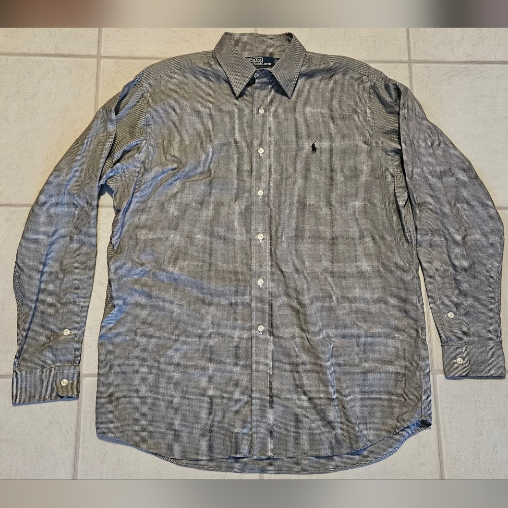 Ralph Lauren Men's Houndstooth Casual Button-Down Shirt Large